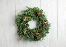 Load image into Gallery viewer, Leucodendron + Sapphire Wreath